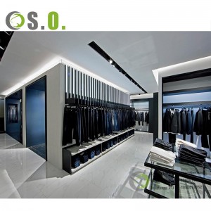 Men Clothes Shop Interior Design Wall Mounted Clothing Display Rack