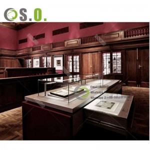 Showcase Adhesive Glass High-end Museum Display Case Fabrikant Oanpast Stal Houten Museum display Kabinet