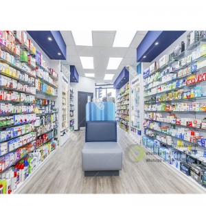 Sérsniðin Pharmacy Display apótek apótek lækningaverslun Medical Shop Interior Design
