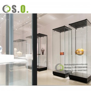 High Quality Frameless Collection Curio Glass Display Cabinet for Museum Displays