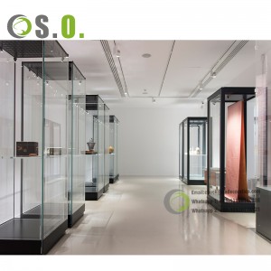 Висококвалитетна колекција без рамка Curio Стаклен кабинет за изложби во музејот