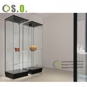 High Quality Frameless Collection Curio Glass Display Cabinet for Museum Displays