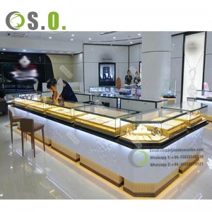 Retail Shopping Mall Jewelry Kiosk Customized Wooden Materials Jewelry Display Kiosk With Display Counter