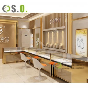 Luxury Custom Made High End Jewelry Store Glass Display Showcase Cabinet Set For Jewelry Shops Interior Showcase