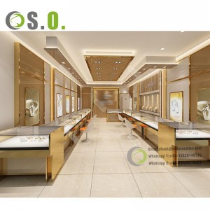 Fine jewelry store display cases Mall design display cases LED spotlights Stainless steel