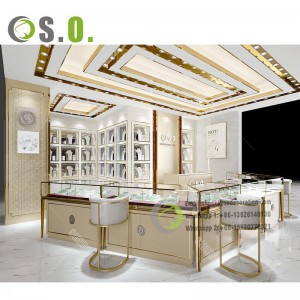  Led light wall jewellery shop display wooden showcase jewellery shop counter design