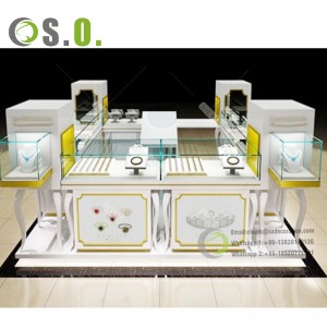 High end Jewelry Store Wood Jewelry Showcase Counter Luxury Display Jewelry Kiosk for Shopping Mall
