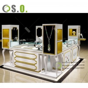 Tempered Glass Retail Kiosk Jewelry Showcase Jewellery Shop Furniture Shopping Mall Display Sales Kiosk Design