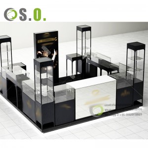 High end Jewelry Store Wood Jewelry Showcase Counter Luxury Display Jewelry Kiosk for Shopping Mall