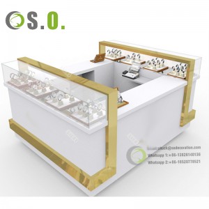 Luxury Golden Style Jewelry Mall Kiosk For Jewelry Store Customized Display Furniture Jewelry Kiosk For Shopping Mall