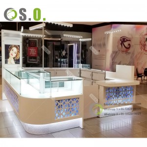 Luxury Golden Style Jewelry Mall Kiosk For Jewelry Store Customized Display Furniture Jewelry Kiosk For Shopping Mall