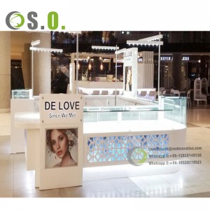 Luxury Metal Jewellery Mall Counter Design Interior Store Stainless Steel Cabinet Round Glass Jewelry Display Showcase kiosks
