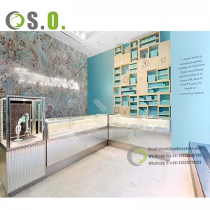 Whole Store Customization 3D Design Marble Glass Vitrine Showcase For Jewelry Store And Counter