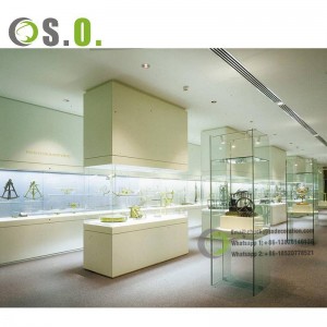 Mineral Glass Display Showcase Lockable Glass With LED Lights Showcase Display Cabinet