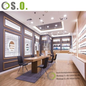 Optical Lens အရောင်းဆိုင် အတွင်းပိုင်း ဒီဇိုင်း အလှဆင် ရုပ်ထွက် ပရိဘောဂ Optical Eyewear Counter Display Cabinets