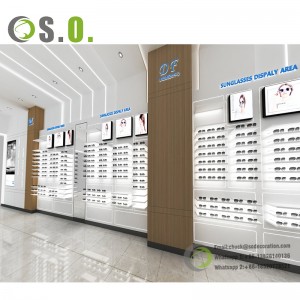 Optical Shop Design Wooden Sunglass Display Stand Showcase Custom Eyeglasses Store Shelf Decoration Eyewear Display Cabinet
