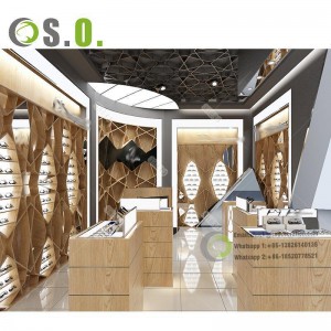 Luxurious wood optical shop counter design sunglass display ideas optical shop furniture design