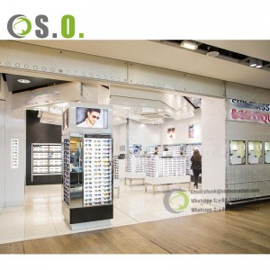 Luxurious wood optical shop counter design sunglass display ideas optical shop furniture design