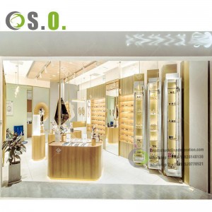 High end sunglass store display cabinet furniture design metal wood optical shop interior design decoration