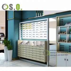 Eyewear Counter Wooden Wall Mounted Spectacles Retail Sunglasses Display Rack