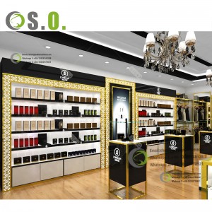 Perfume Showcase Display Store Design Custom Luxury Wood Decoration Perfume Shop Shelves Furniture