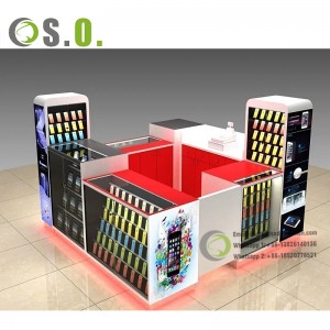 Electronic Mobile Phone Shop Interior Design Wooden Cell Phone Accessory Display Stand Rack Phone Display Cabinet With Light