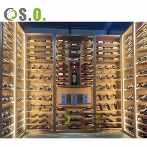 Luxury Wooden wine display cabinet restaurant wine stand glass modern wine display shelf