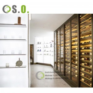 With Led Light wine display rack wooden wine display shelf