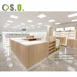 Factory Direct Sale Pharmacy Equipment Medical Store Furniture Wooden Pharmacy Display Cabinet