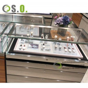 Luxury Watch Shop Glass Display Cabinet Custom High-end Wooden Jewelry Display Showcase High Cabinet Factory