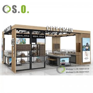 Luxury Shopping Mall Glass Counter Gold Plated Jewelry Display Showcase Cabinet Customized Full Vision Jewelry Kiosk