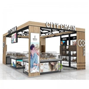 Luxury Shopping Mall Glass Counter Gold Plated Jewelry Display Showcase Cabinet Customized Full Vision Alahas Kiosk
