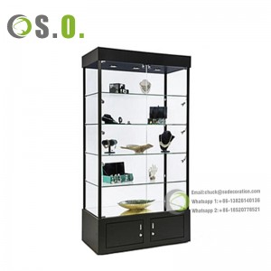 Custom design Toys Display Stand Shelf Rack Glass Display Cabinet Aluminum Showcase Display