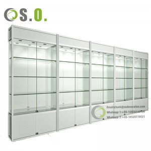 Custom Full Vision Tempered Glass Display Cabinet, Glass Showcase For Shopping Mall