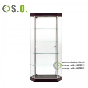 Custom design Full Vision Glass Showcase, Collectible Objects Toys Display Showcase with led light