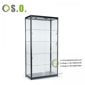 Boutique Retail Store Furniture Glass Display Cabinet with LED Light full vision Display Showcases with Lock