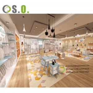 Boutique Showroom Kid’s Clothing Shop Interior Design Garment Store Clothes Display Shelf For Kids