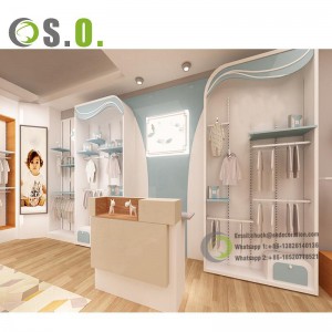 Boutique Showroom Kid’s Clothing Shop Interior Design Garment Store Clothes Display Shelf For Kids