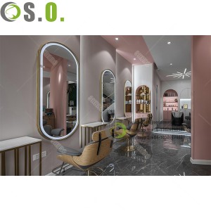 Luxury Customized Displays Smart Mirror For Hair Salon Display Shelves Salon Chair Hair Salon Furniture Set