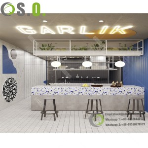 Tavolino da caffè in marmura Moderna Caffetteria di lusso Contatore Design Mobili Decorazione di ristorante Cafè Disegnu d'internu