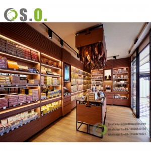Vetrina espositiva per vetrina per sigari con decorazione di design d'interni per negozio di sigari al dettaglio moderno personalizzato