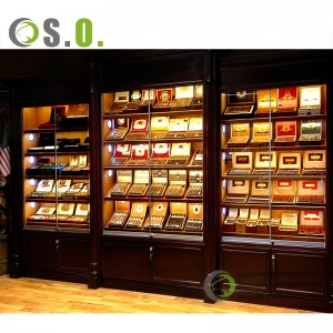 Tindahan sa Tabako Muwebles Mga Tindahan sa Bino Mga Fixture Mga Pagpakita sa Produkto Shelving Cigar Showcase Smoke Shop Display Shelf