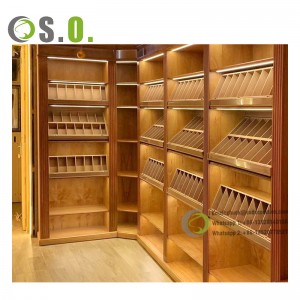 Tobacco Cigarette Shop Design Furniture Custom Smoke Cigar Shop Display Showcase Humidor Cabinet Display For Sale