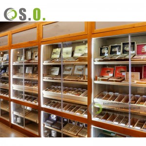 Customized Wooden Cigar display Humidor Glass Display Showcase Smoke Shop Cigar Display Cases Smoke Shops Supplies