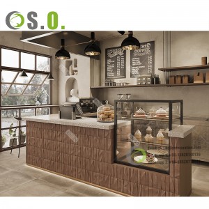 Exquisite Coffee Bar Counter Design Bakery Display Cabinet Custom