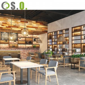 Kavinės apdaila Individualizuotos kavinės interjero dizainas Modernios kavinės parduotuvės baldai Kavos prekystalio ekranas