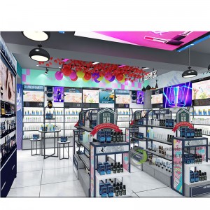 スキンケアショップの化粧品ショーケースで使用される機能性化粧品陳列棚 香水陳列ショーケース