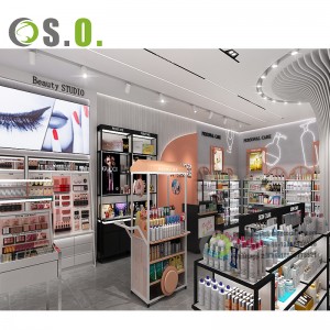 Design de interiores de loja de cosméticos de maquiagem de varejo personalizado, móveis de exibição de loja de cosméticos para venda de fábrica