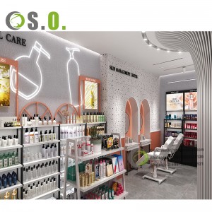 Modern style Skincare Shop Furniture Cosmetic Showcase Make Up Display Shelves Nail Kiosk Design