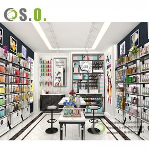 Customized Cosmetics Display Shelves Beauty Shop Store Cosmetic Rack Shopping Mall Makeup Display Wall Shelf